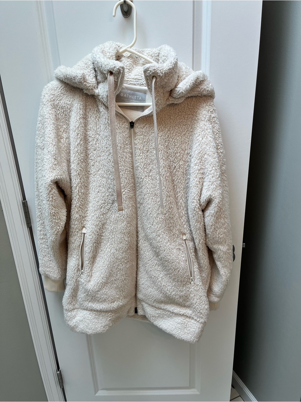 Athleta Cream Sherpa Hooded Zip Jacket